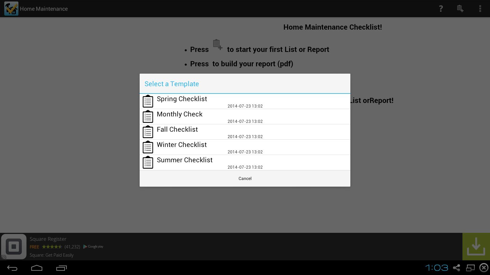 Home Maintenance Checklist