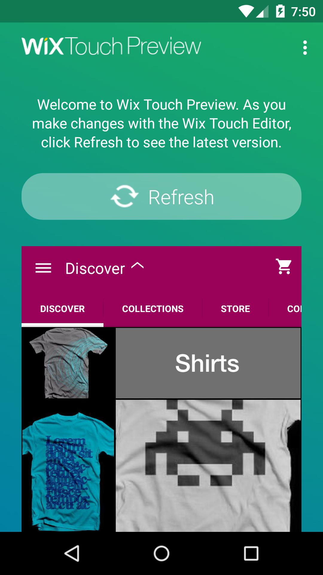 Wix Touch Preview