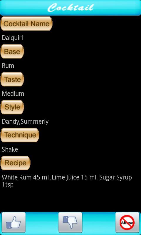 Cocktail List