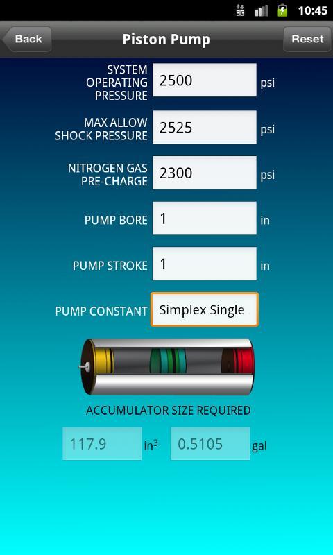 Hydraulic Accumulator Calc