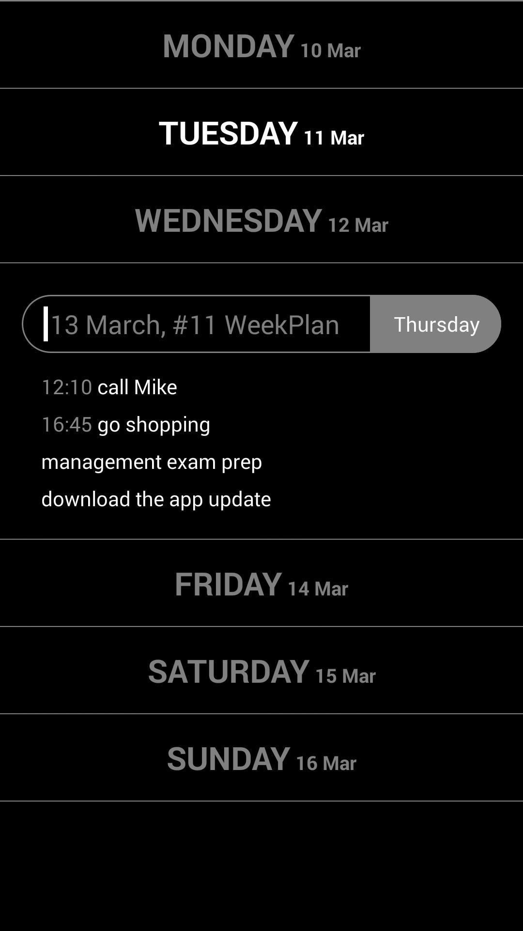 WeekPlan: Simple Planner