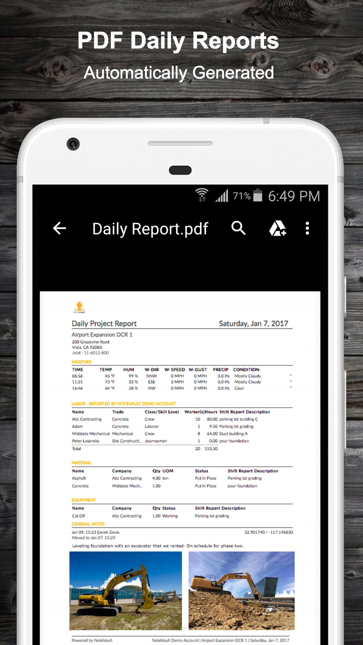 NoteVault Notes! Construction Daily Reports