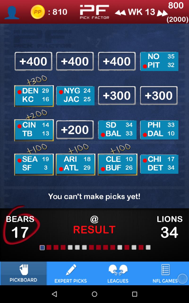 Pick Factor Pro Football 2014