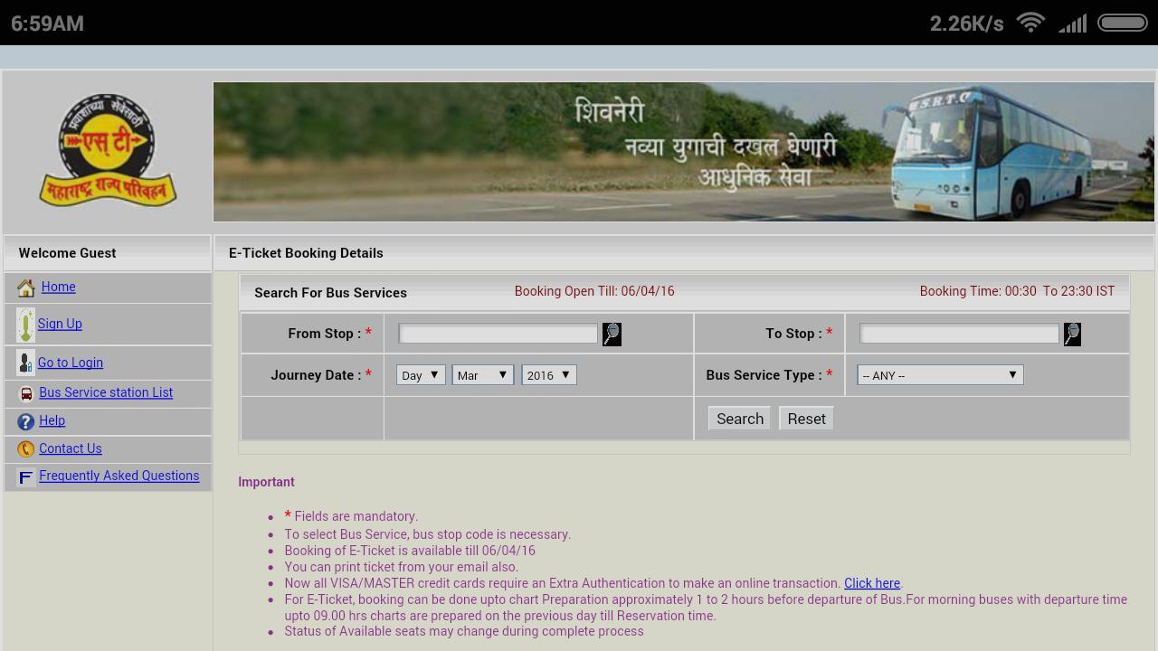 MSRTC Online Booking