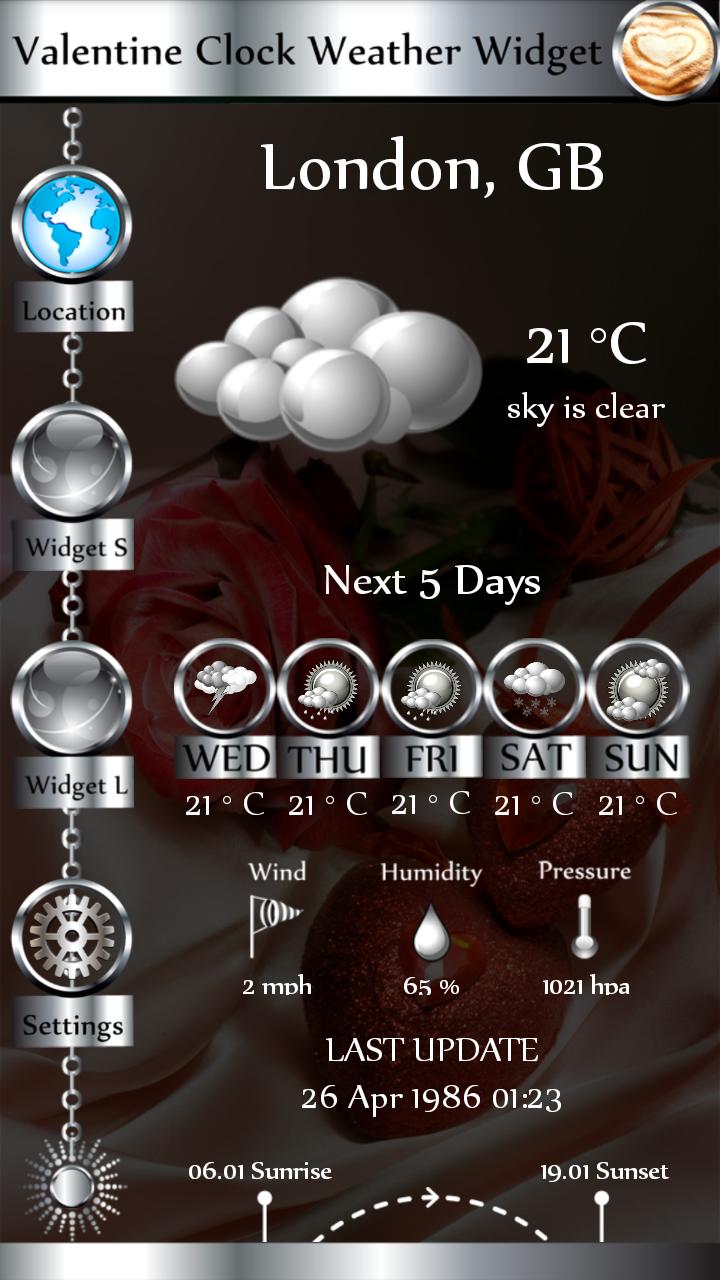 Valentine Clock Weather Widget