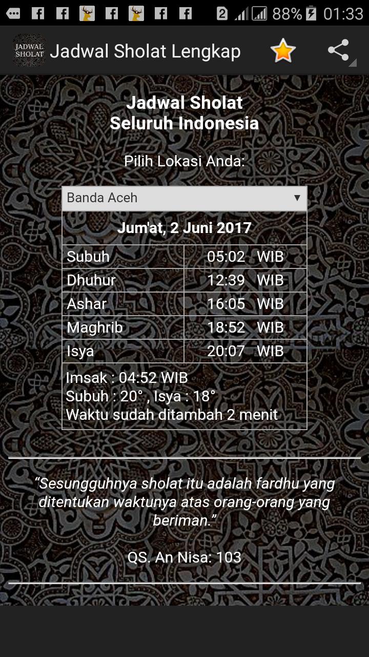 Jadwal Sholat Lengkap