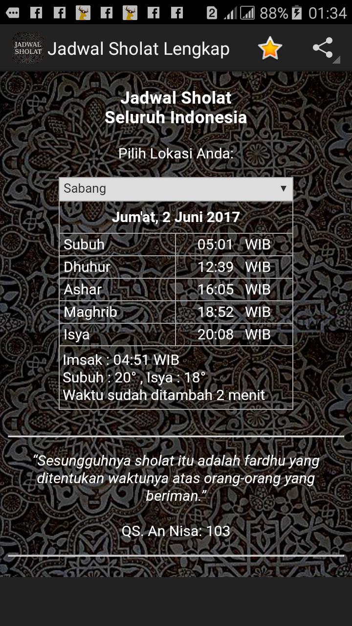 Jadwal Sholat Lengkap
