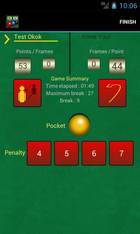 Snooker score and stats