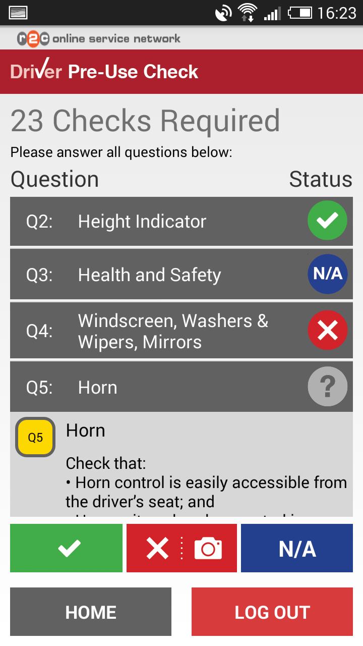 r2c Driver Pre-use Check