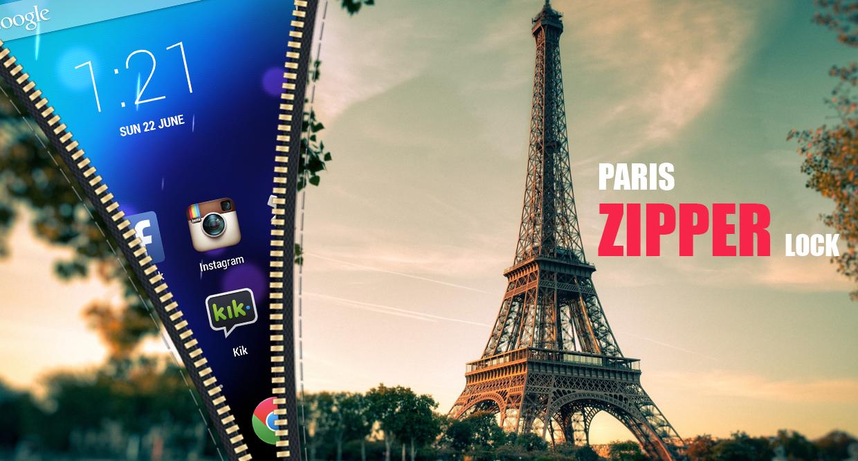Paris Background Zipper Lock
