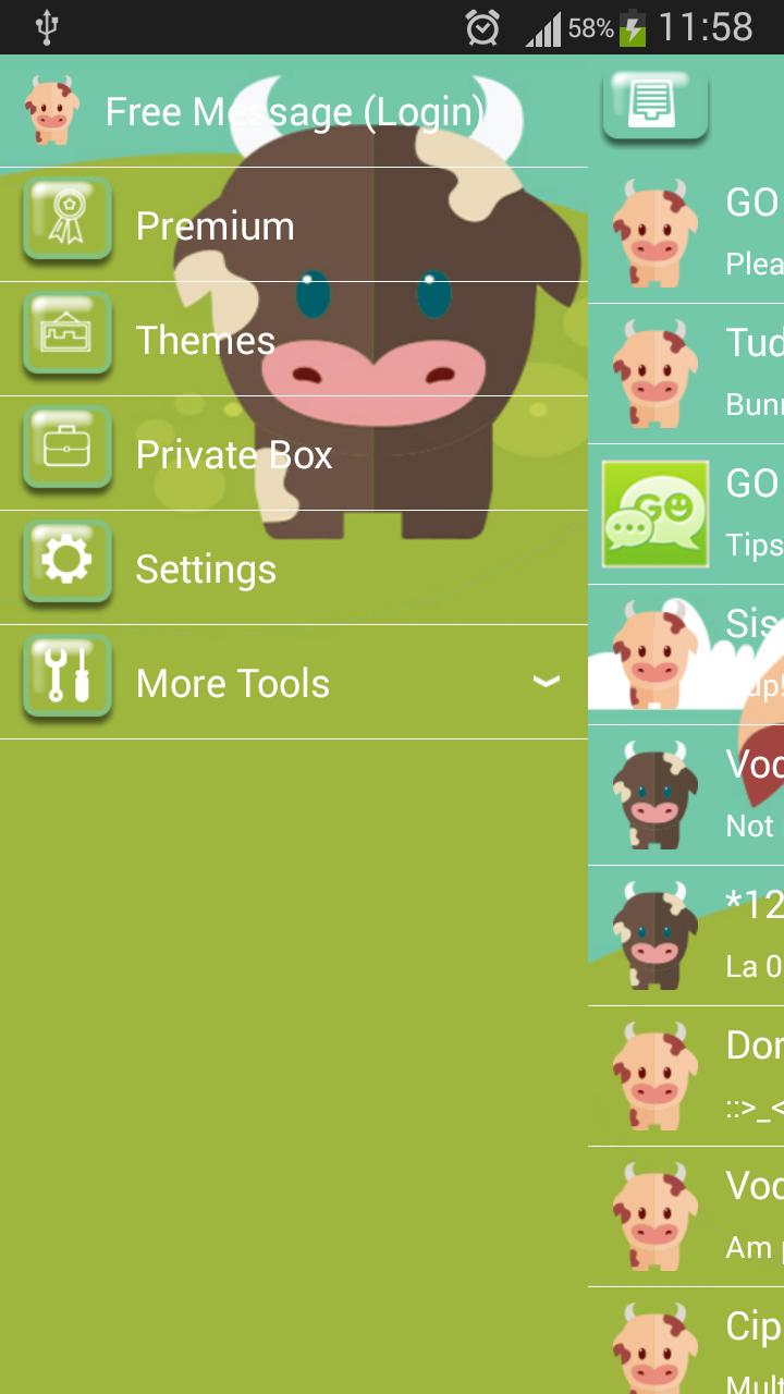 GO SMS Cute Cows Theme