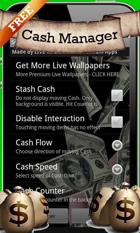 Cash In Hands Live Wallpaper