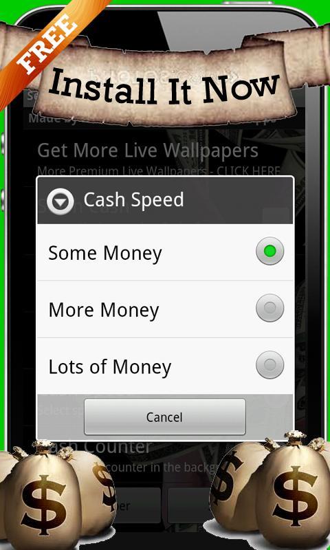 Cash In Hands Live Wallpaper