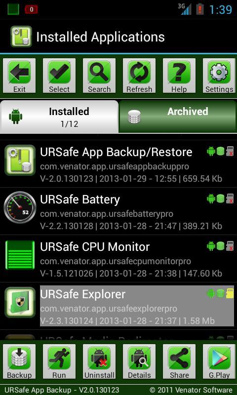 URSafe App Backup/Restore