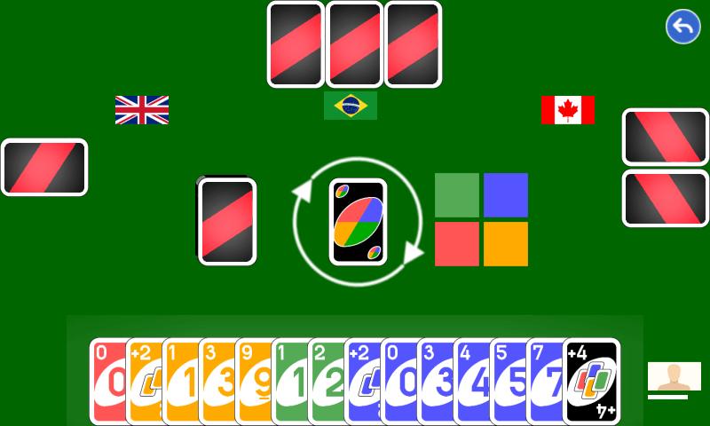 Color number card game: uno