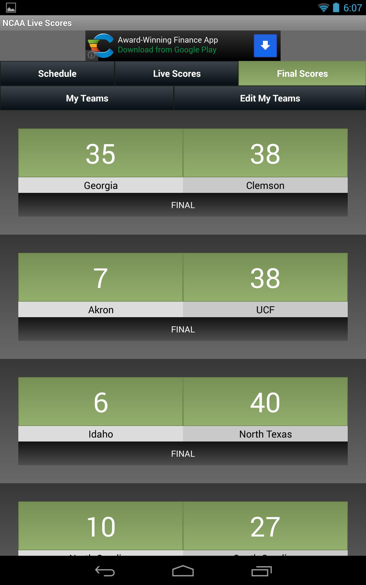 NCAA Football Live Scores FREE