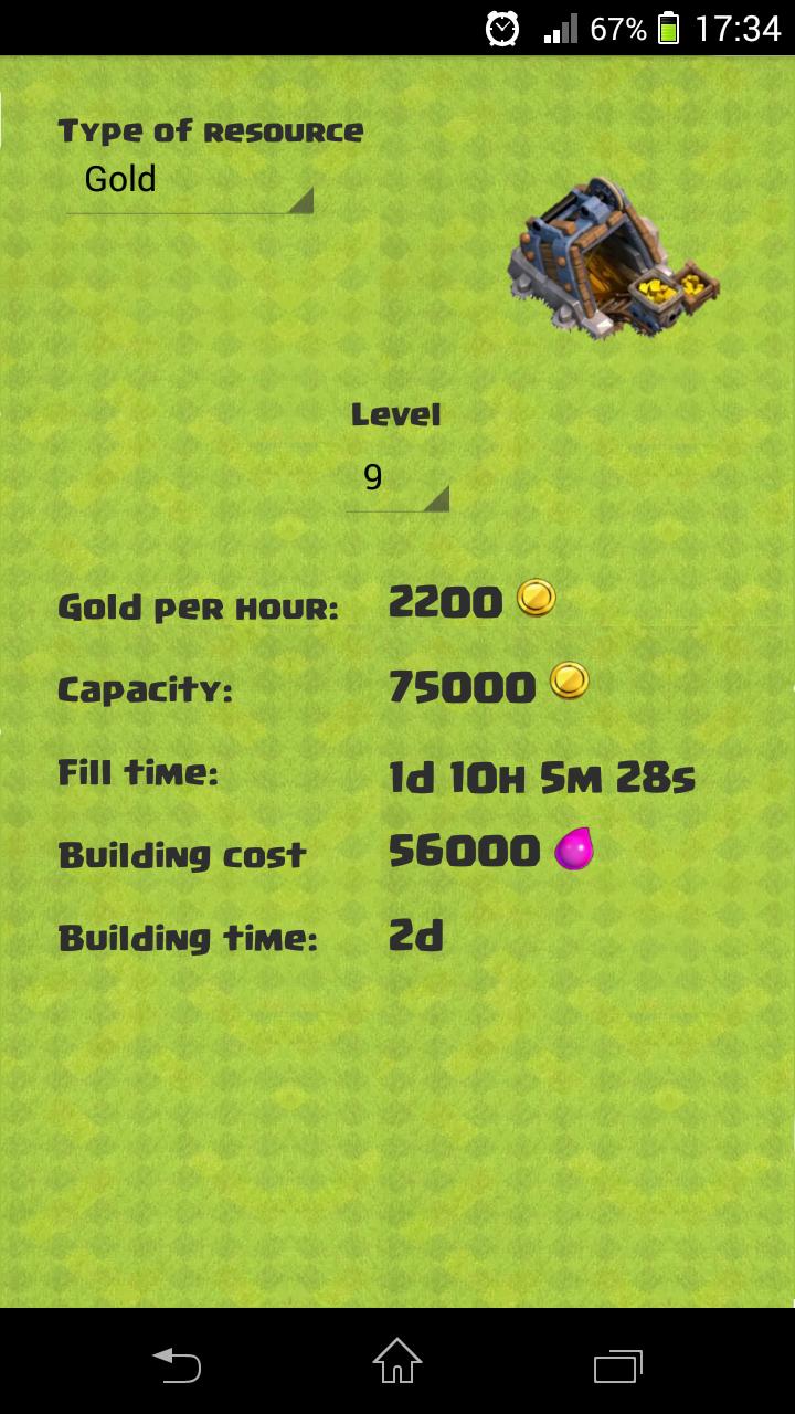 Clash of Resource Calculator