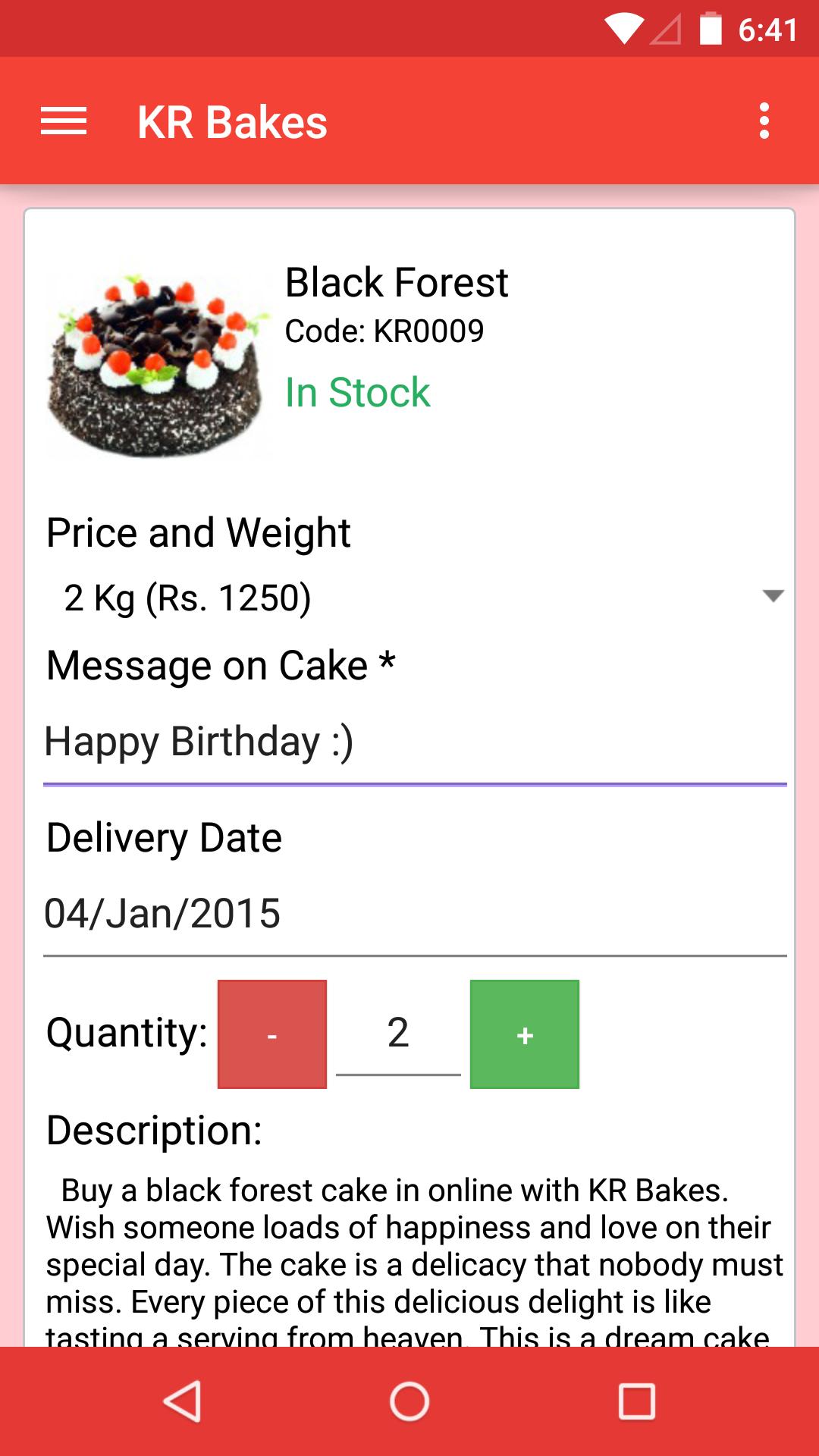 KR Bakes M-Cake Order