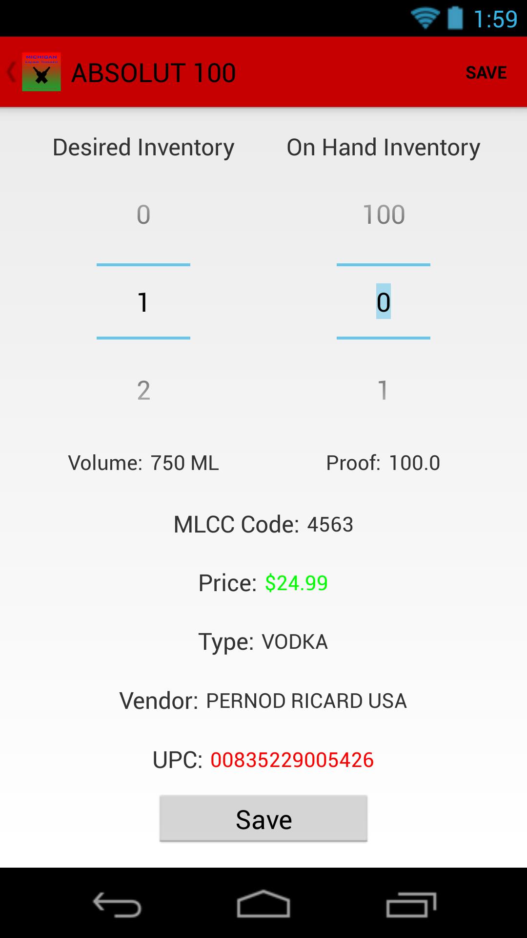 Booze List - Liquor Inventory