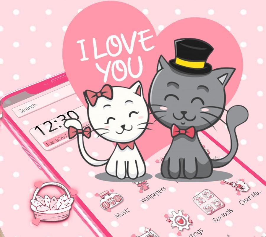 Pink Cute Kitty Couple Theme