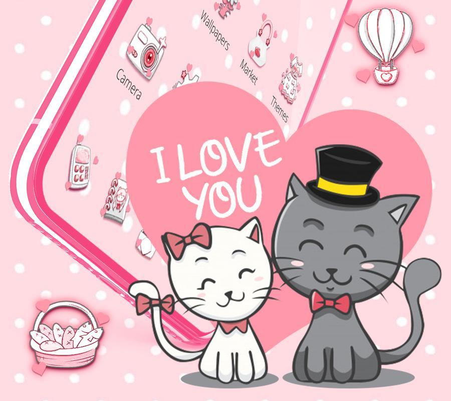 Pink Cute Kitty Couple Theme