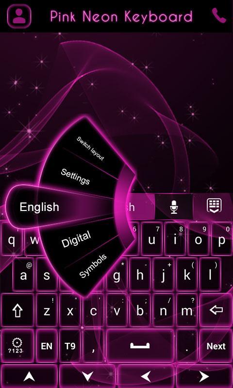 GO Keyboard Pink Neon Theme