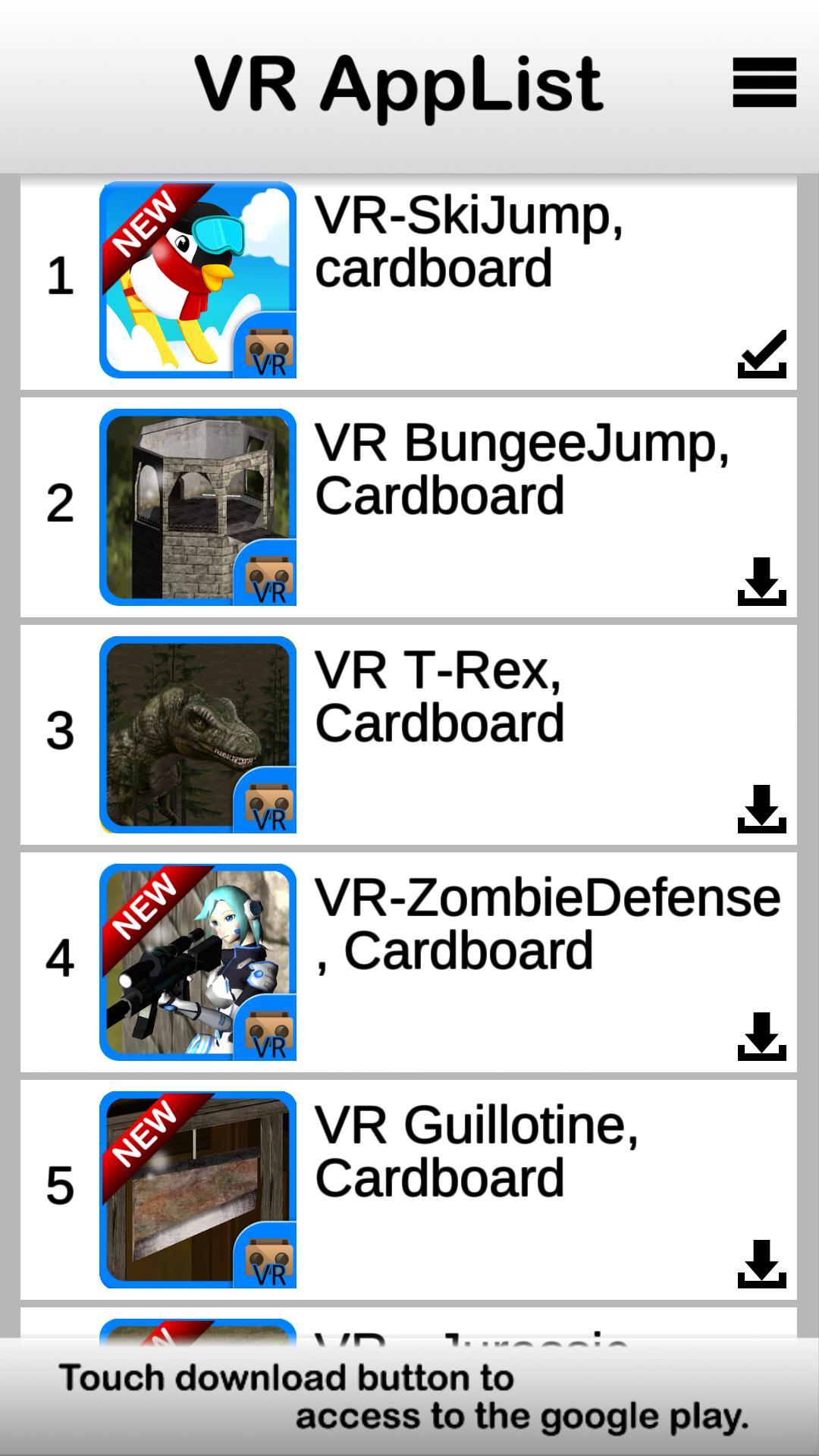 VR App List, CardBoard