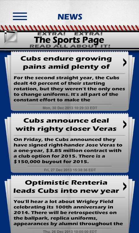 Baseball Pocket Sked - Cubs