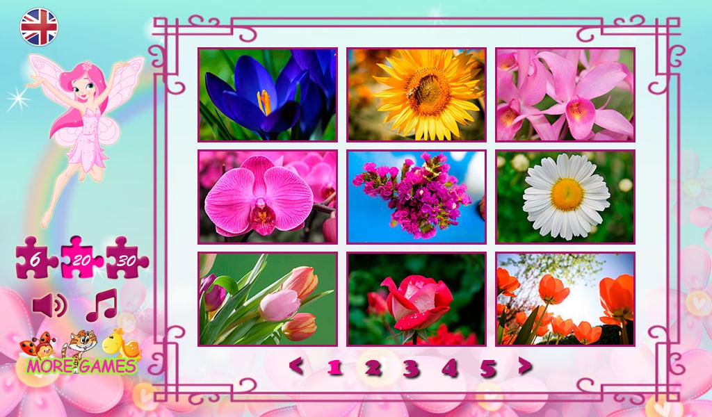 Puzzles for girls: flowers