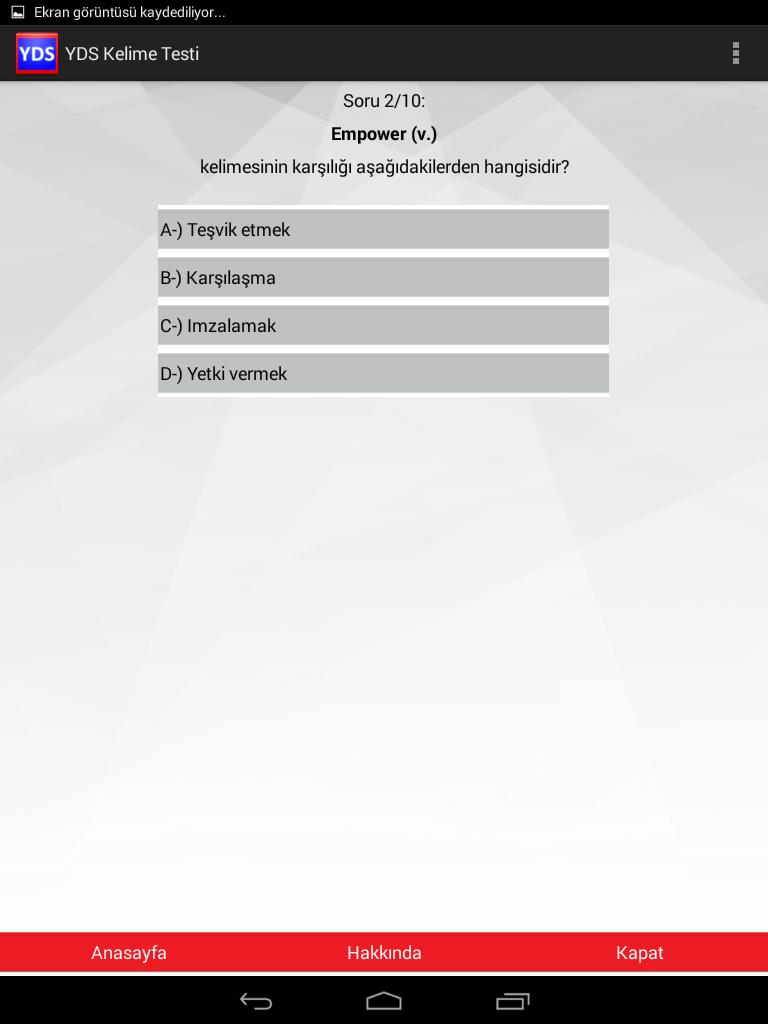 YDS Kelime Testi
