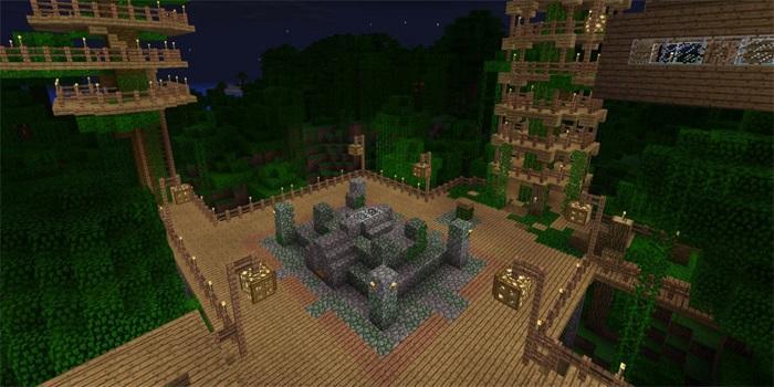 Treetops and Temples Survival Map for MCPE