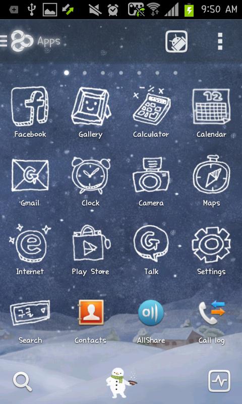 Snowman go launcher theme