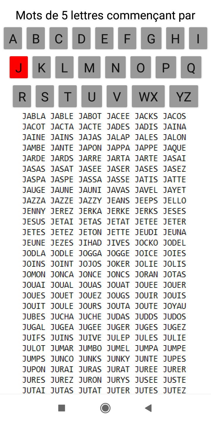 Mots scrabble de 5 lettres