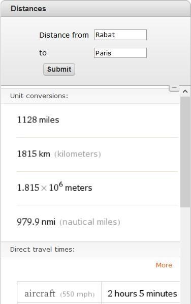 Distances between cities