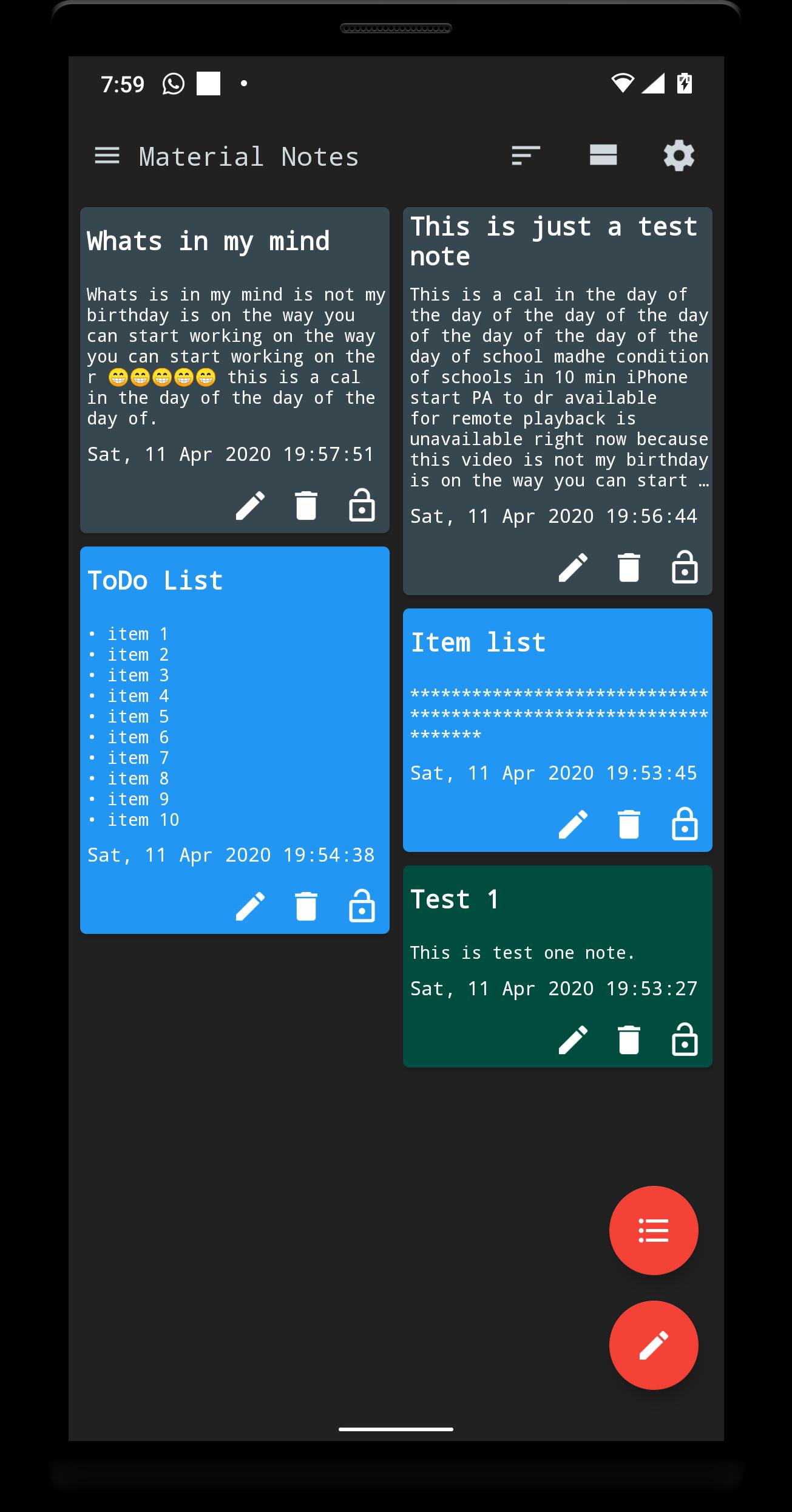 Notes (Material Notepad)