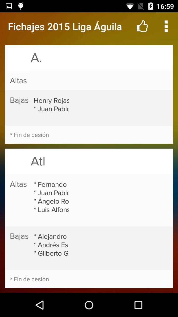 Fichajes de Liga Aguila 2015