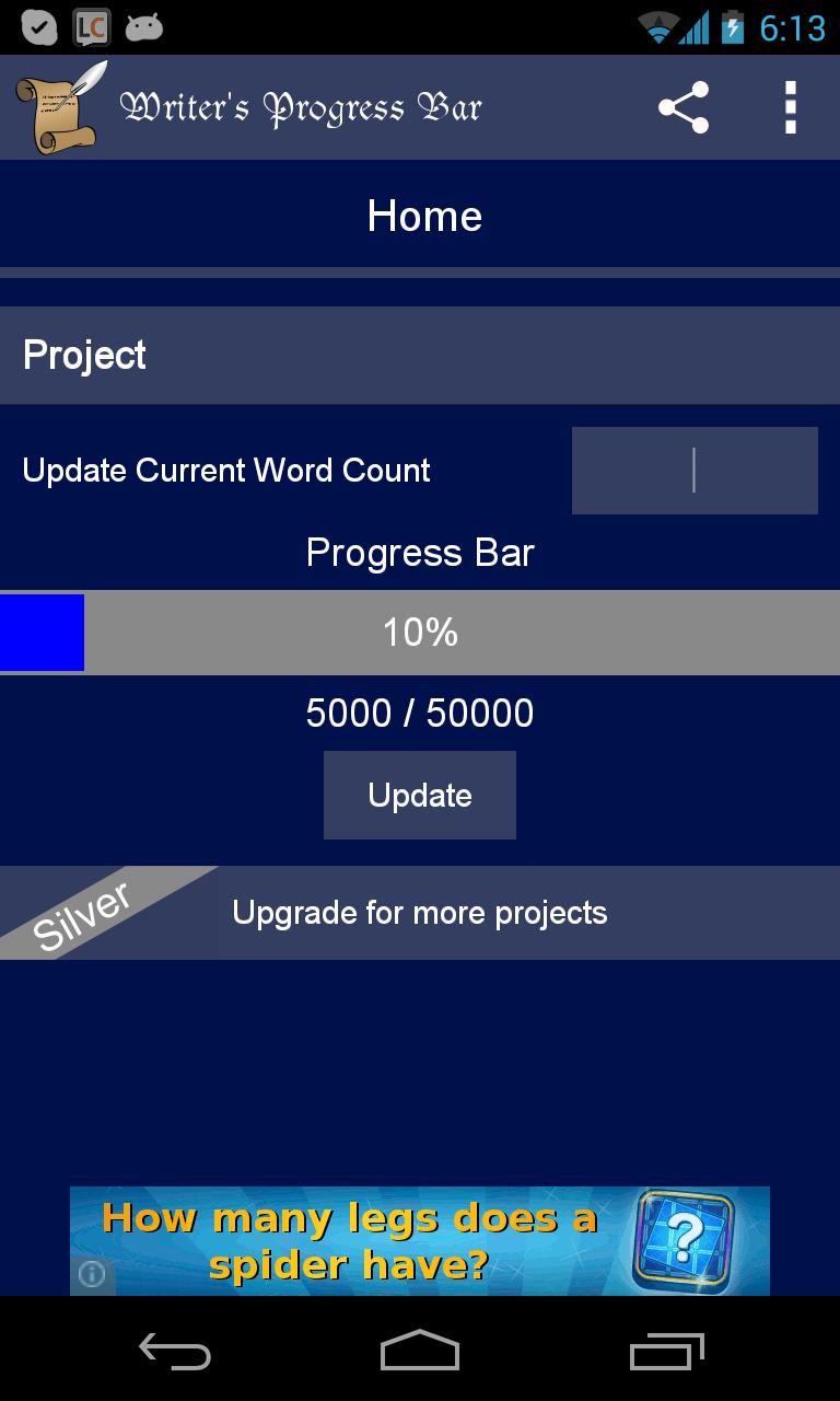 Writer's Progress Bar Bronze