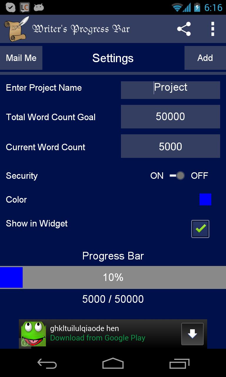 Writer's Progress Bar Bronze