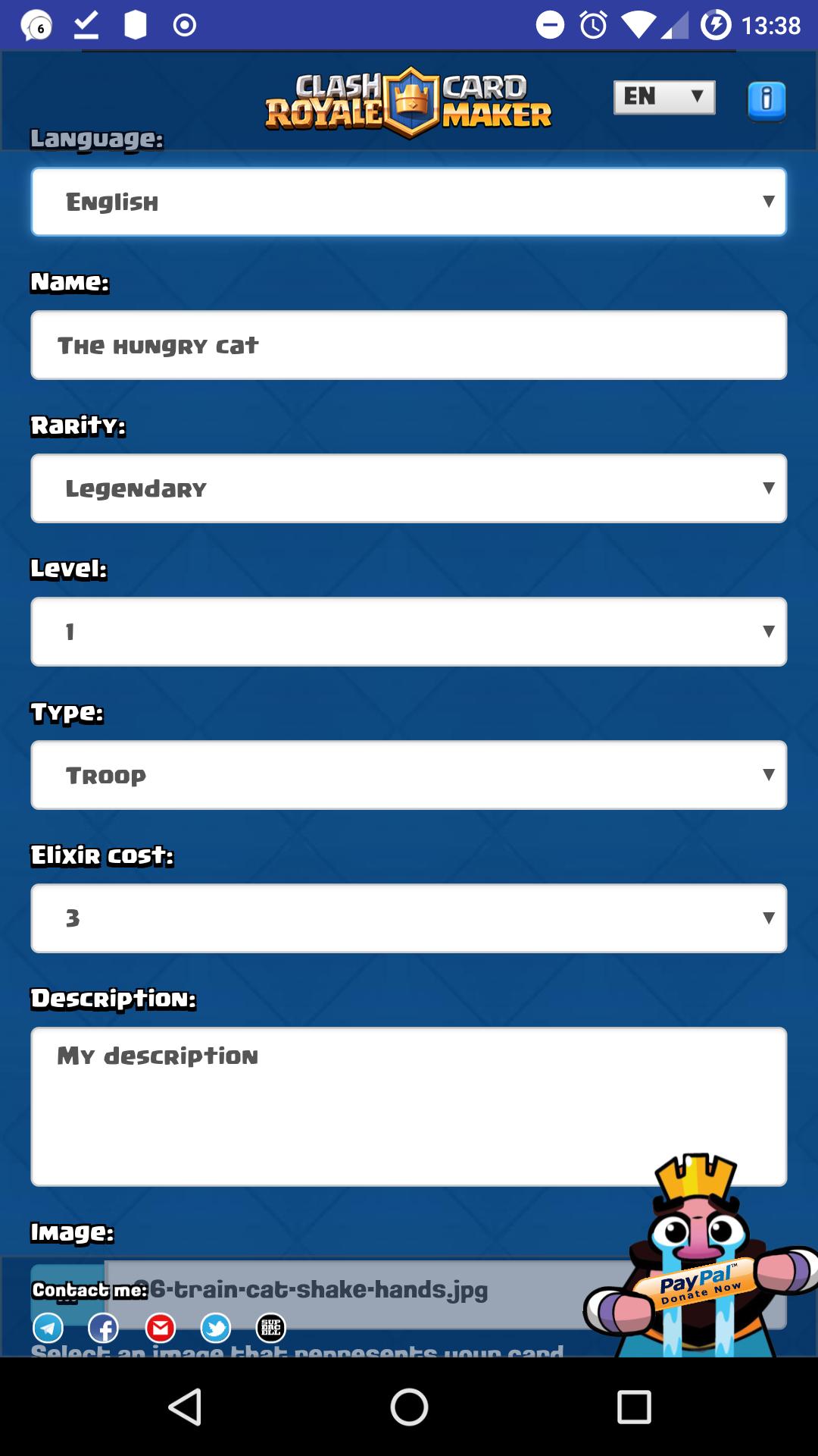 Card creator for Clash Royale