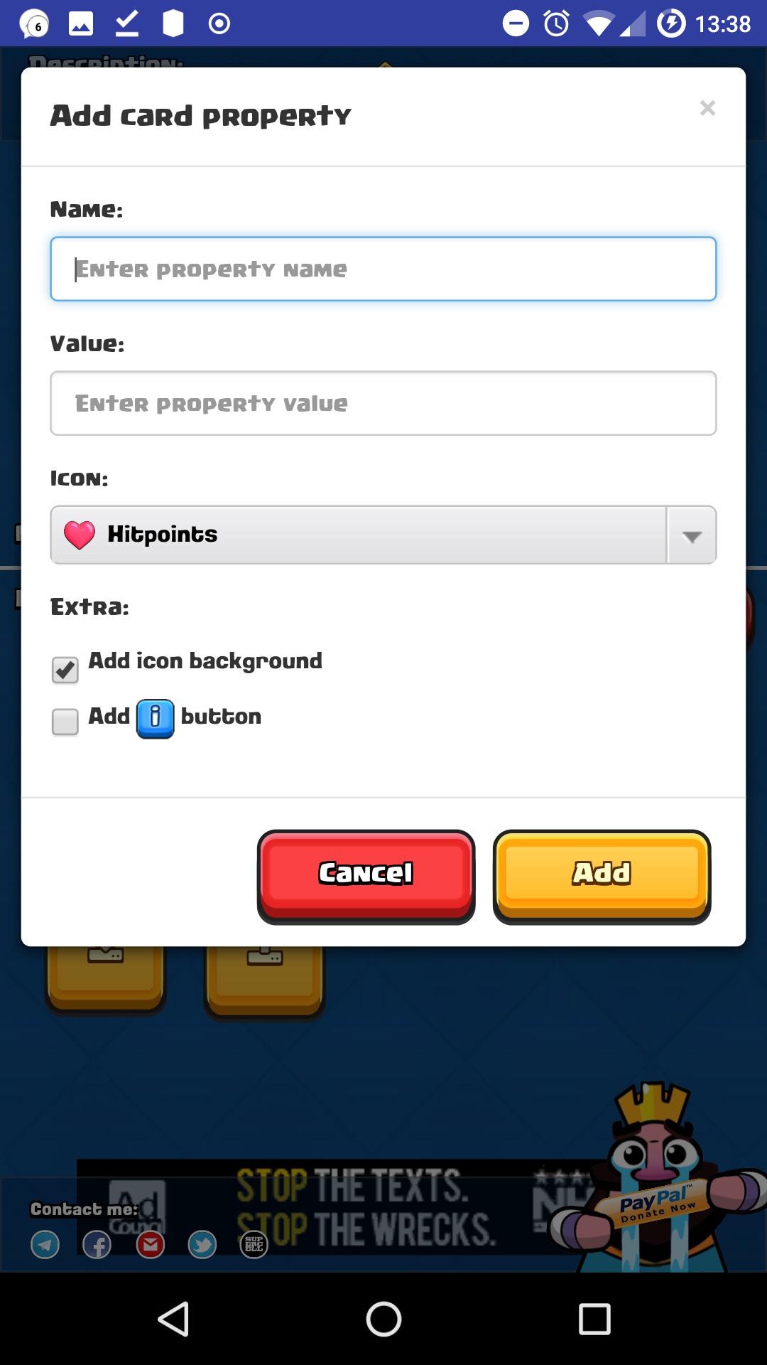 Card creator for Clash Royale