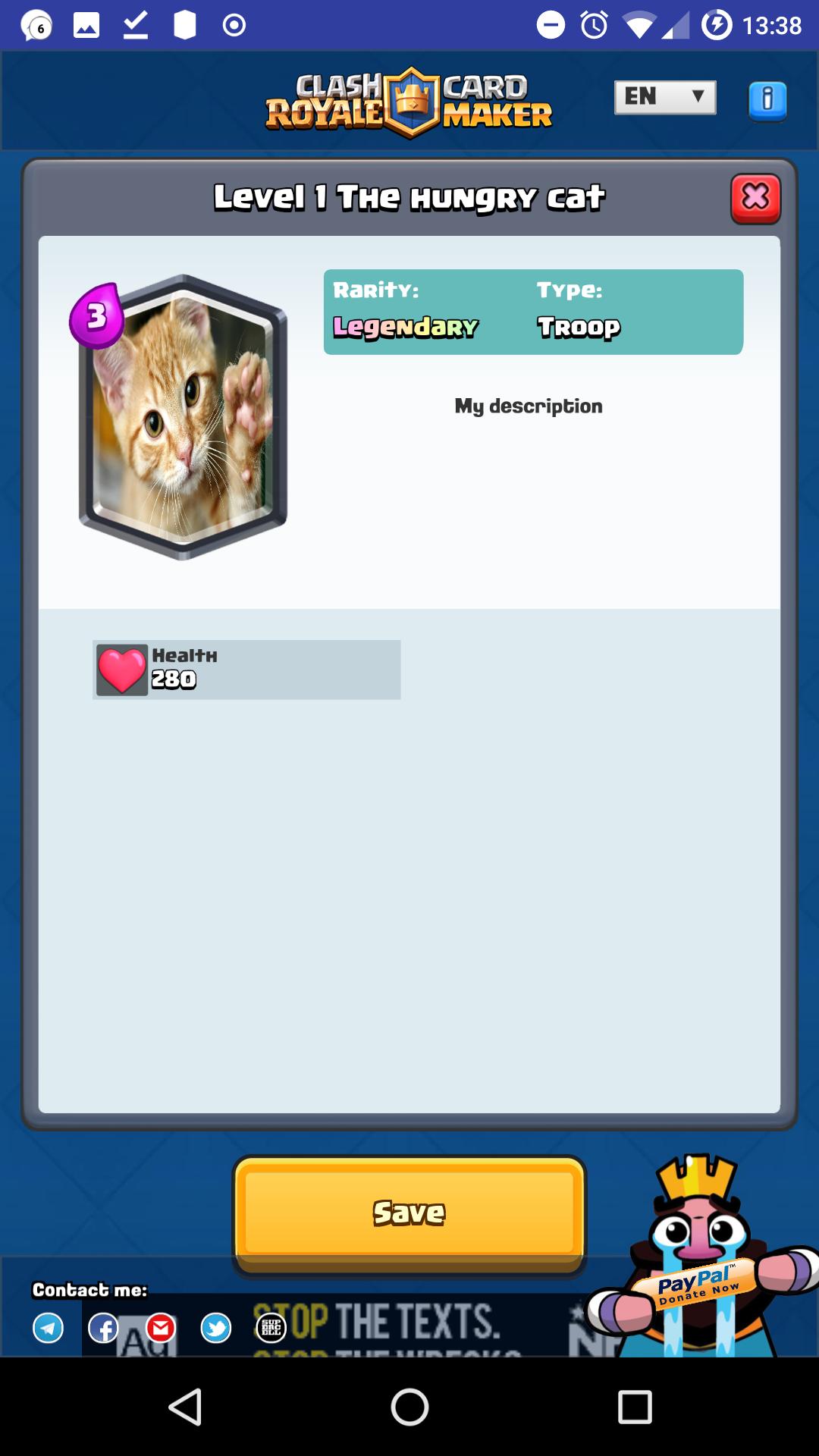 Card creator for Clash Royale