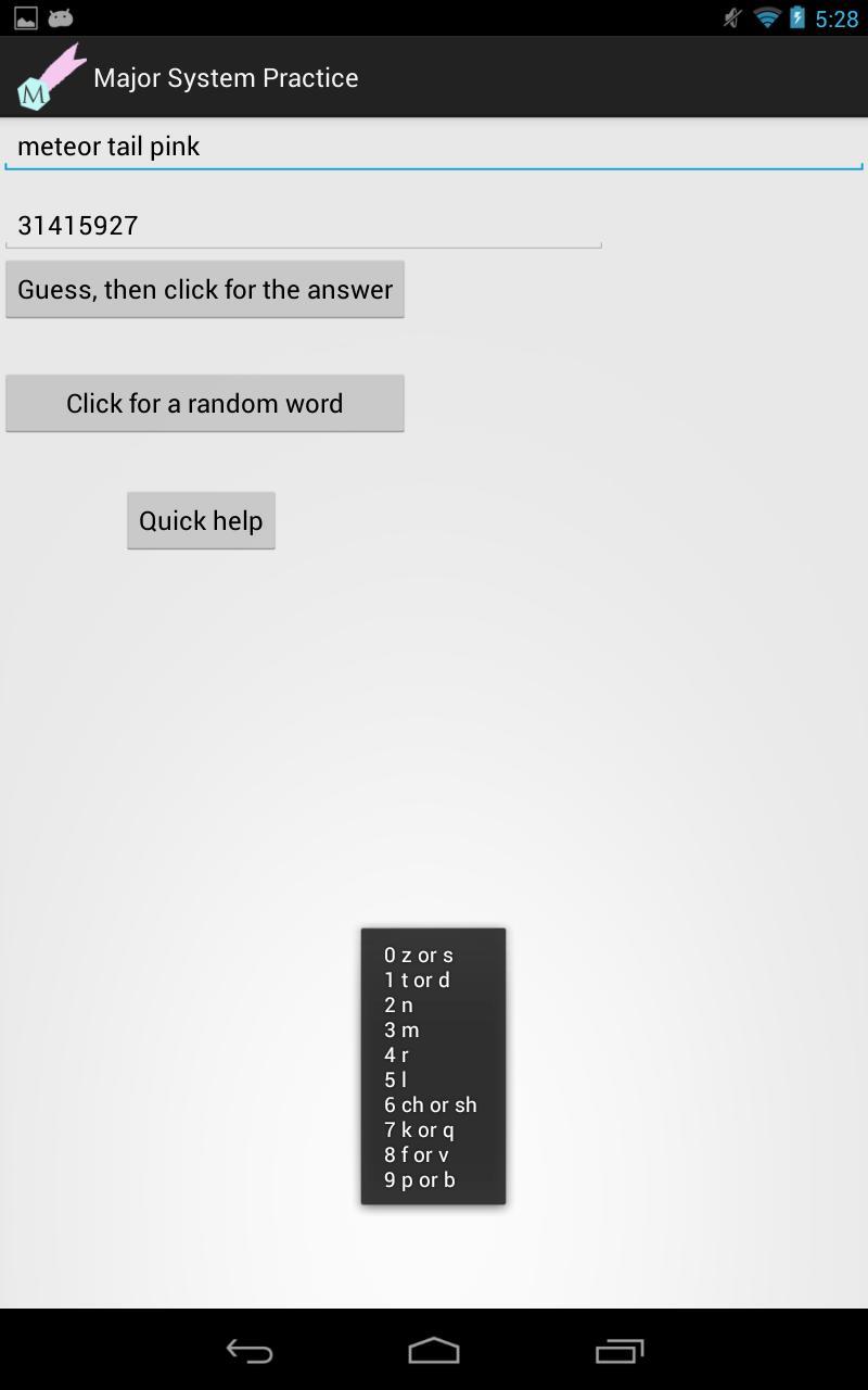 Major System memory Practice