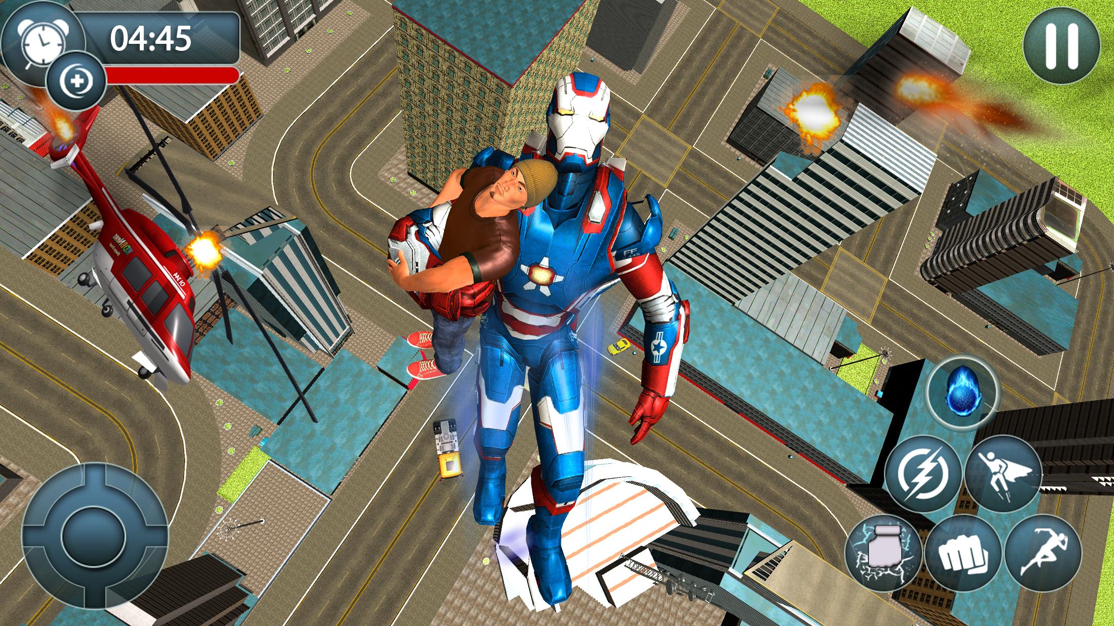 Flying Robot Superhero Crime City Rescue Battle