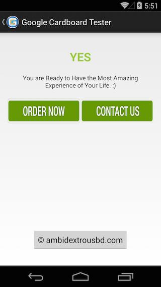 Tester for google cardboard vr