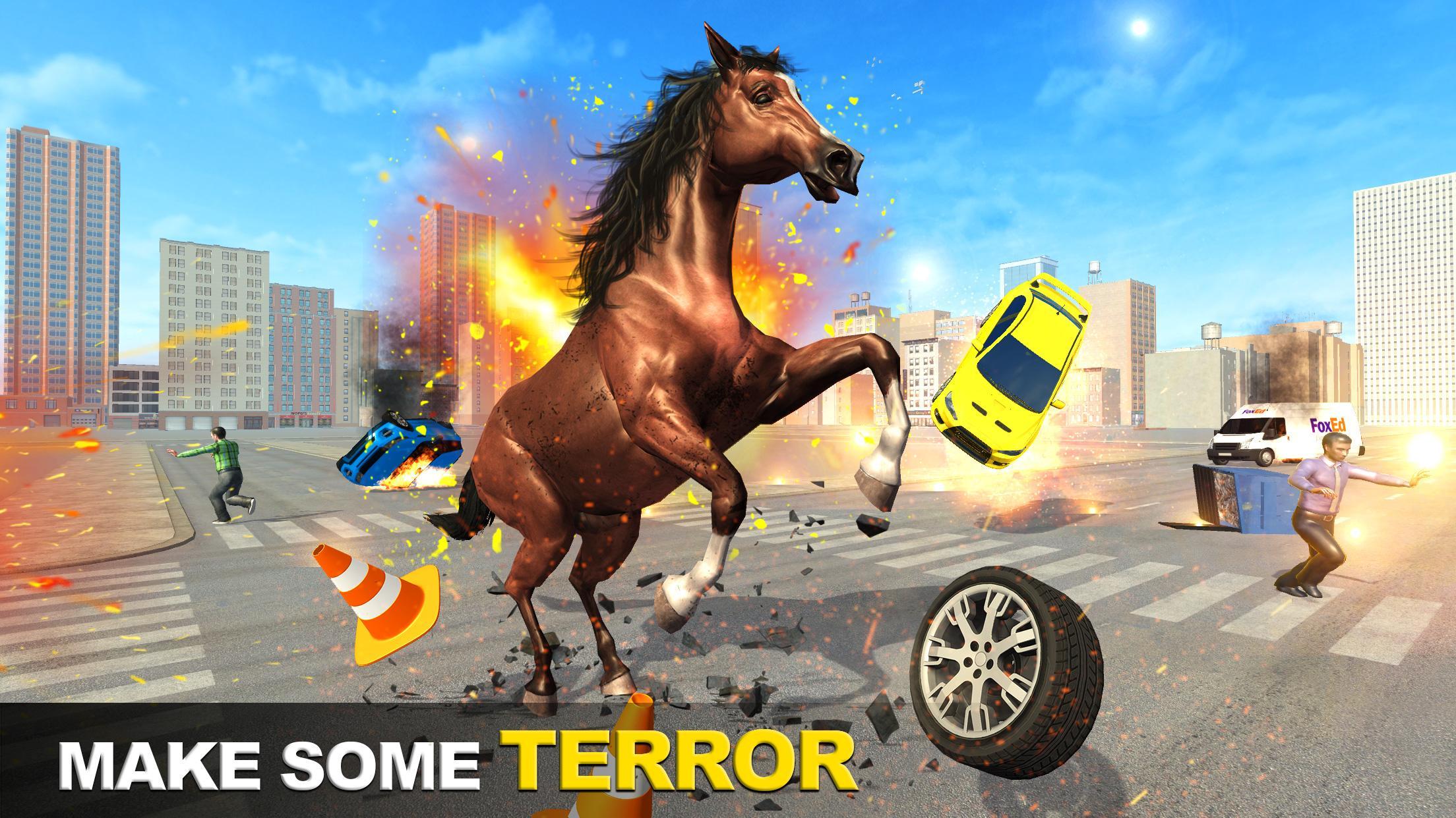 Wild Horse Attack City Rampage Game