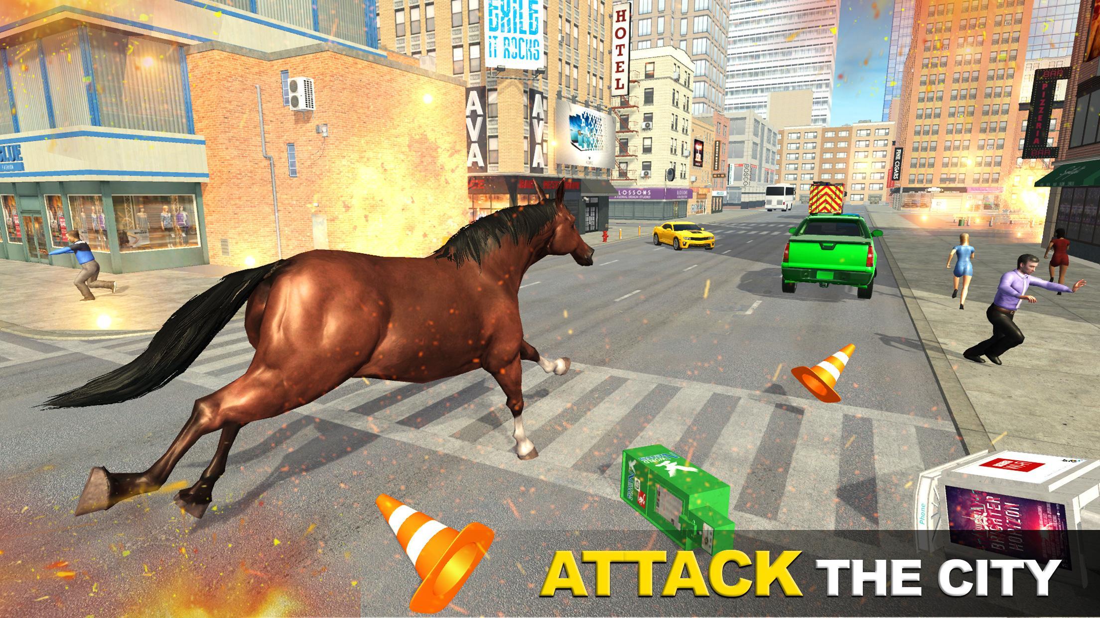 Wild Horse Attack City Rampage Game