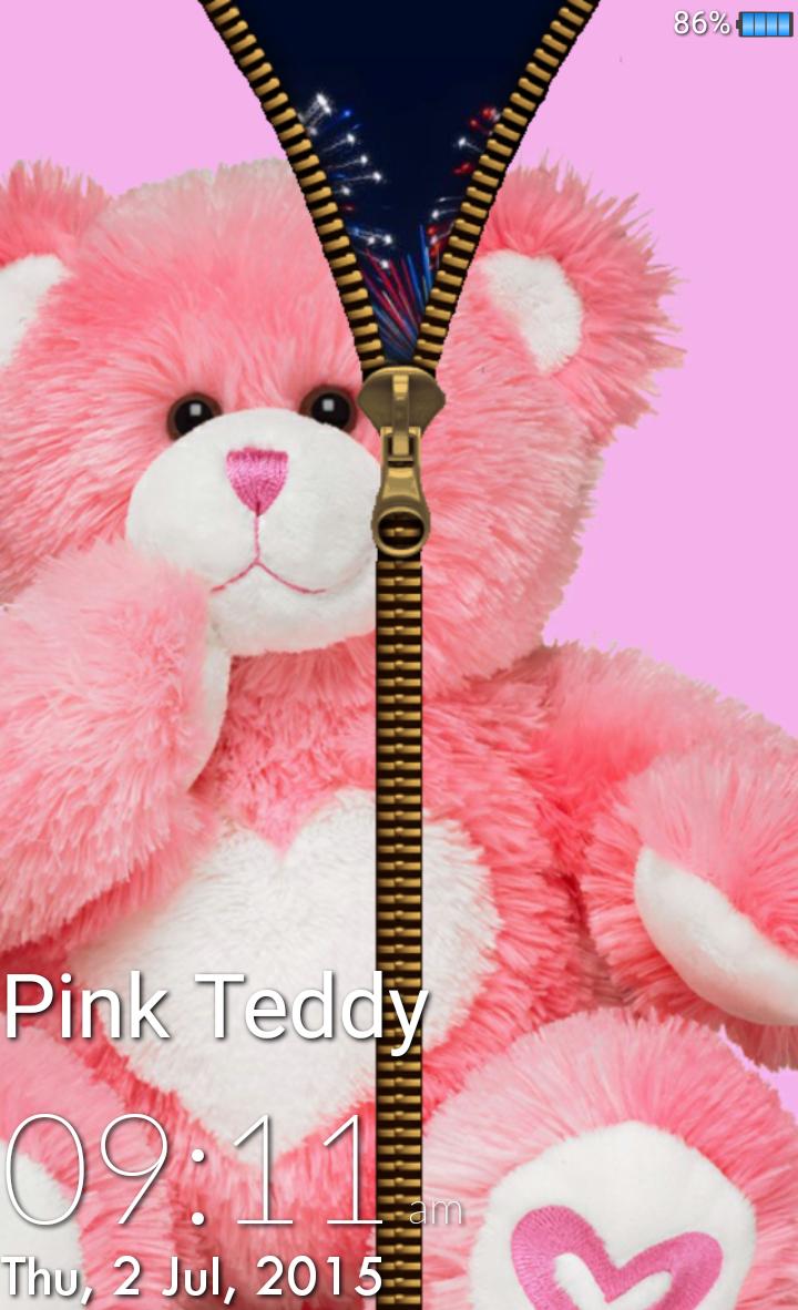 Pink Teddy Bear Zipper Unlock
