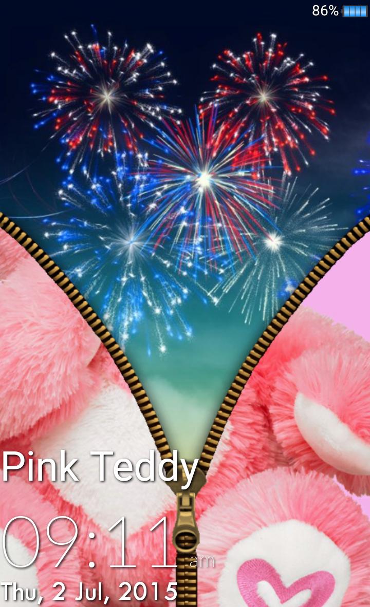 Pink Teddy Bear Zipper Unlock