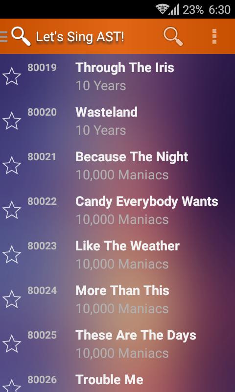 AST-100 karaoke list