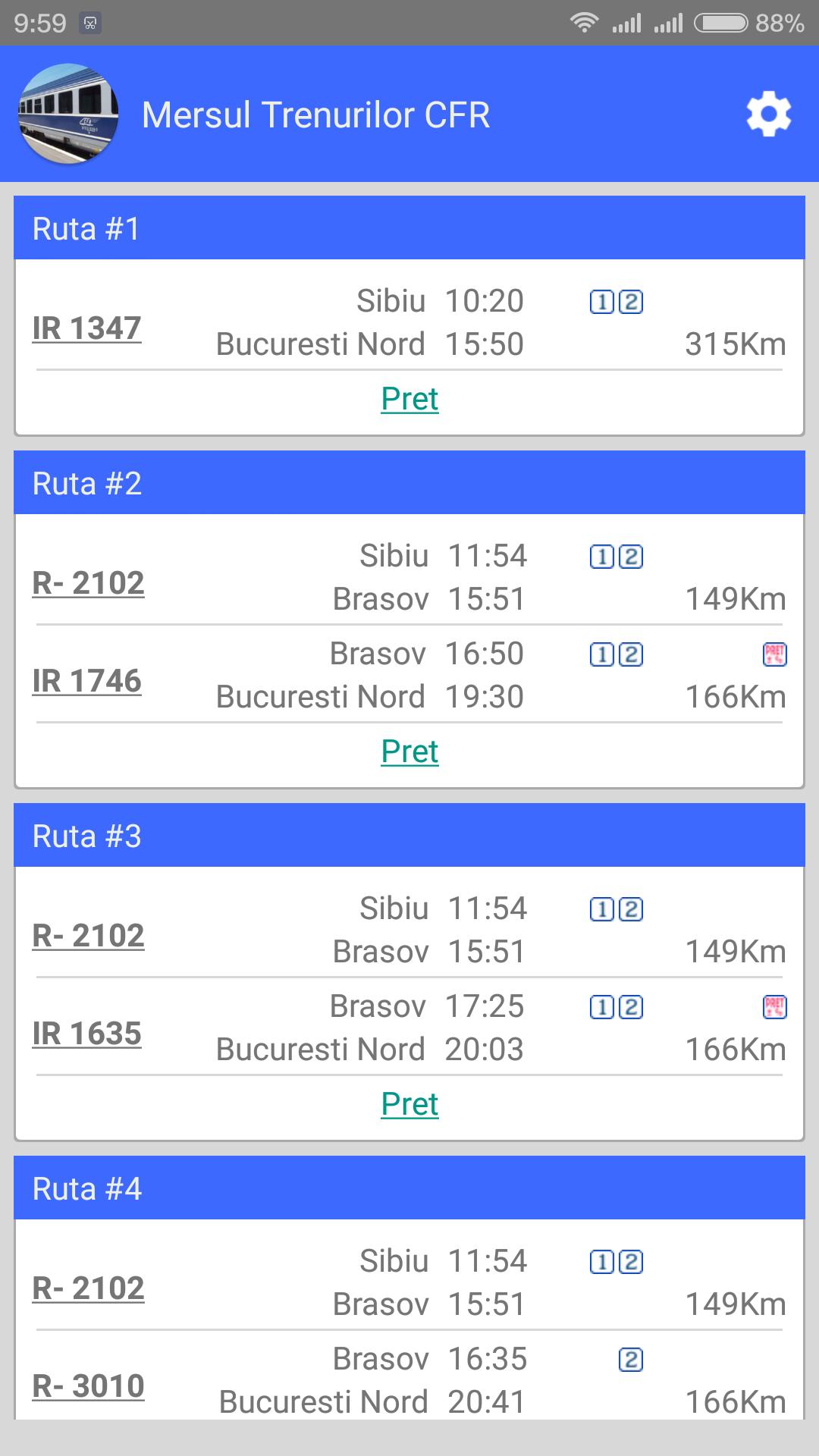 CFR App: Mersul Trenurilor